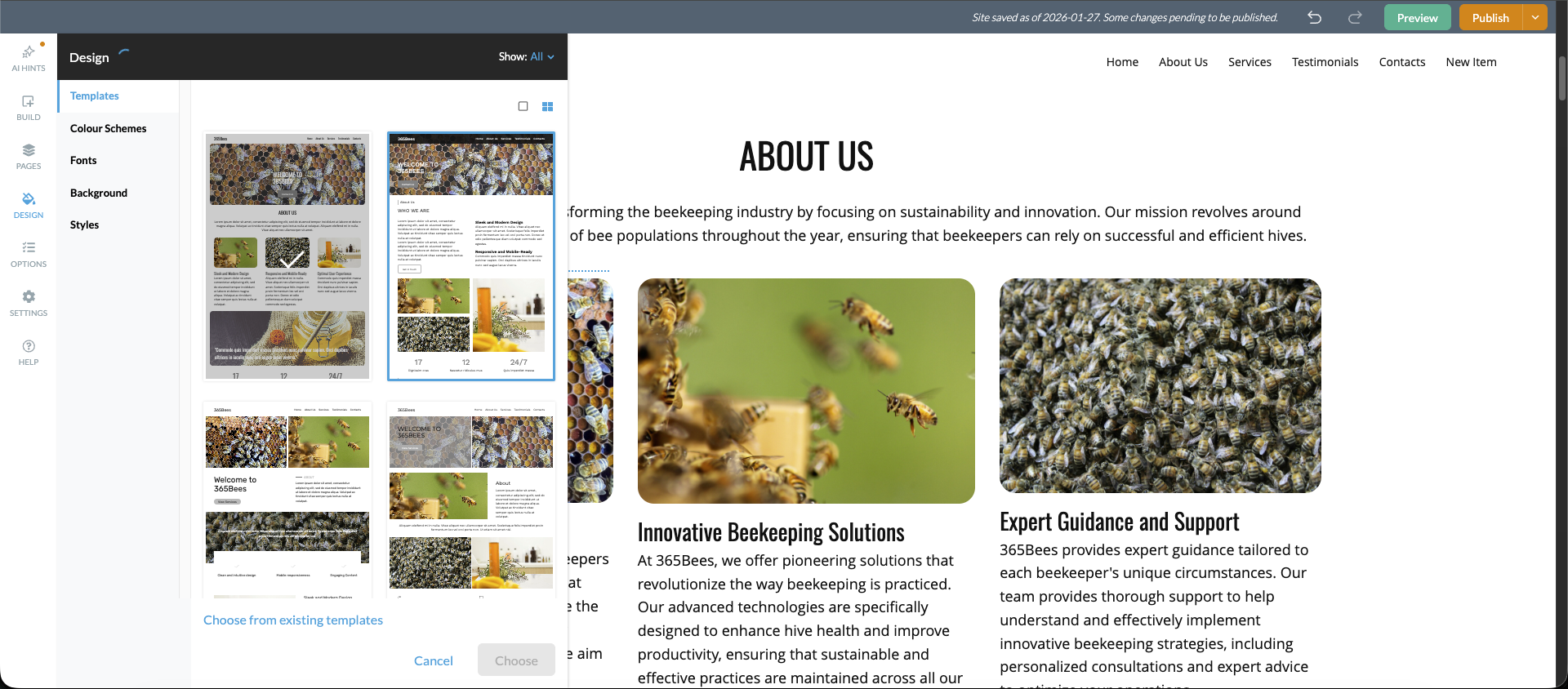 AI-Generated Pages dialog