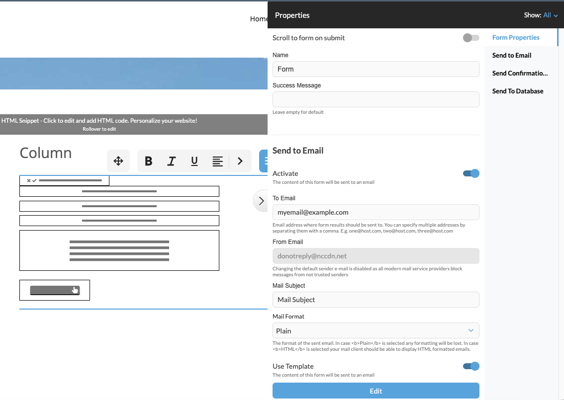 Form builder interface