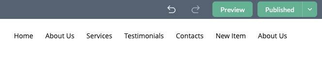 Publish button — green when live